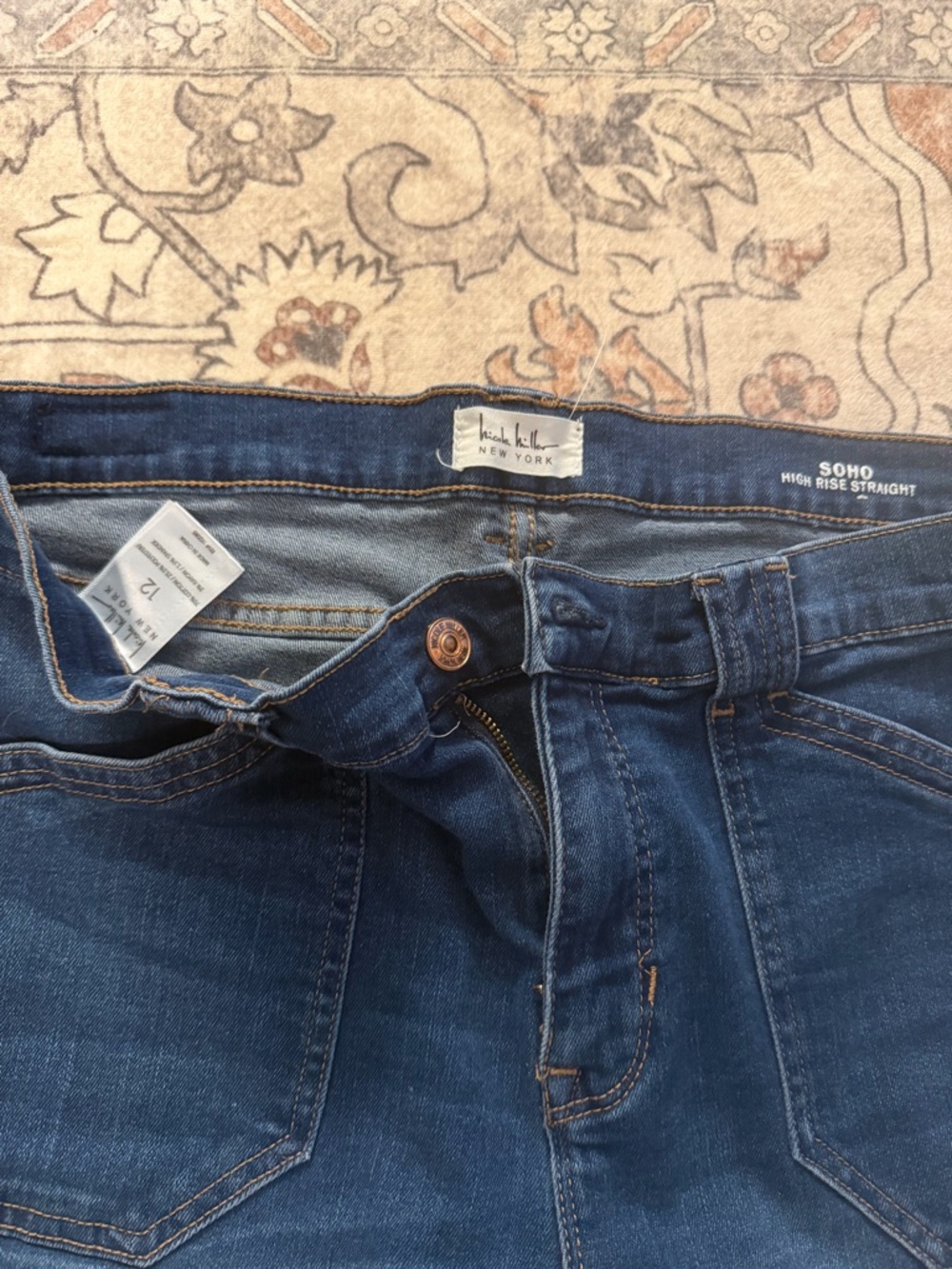 Nicole Miller Dark Blue High-Rise Straight Jeans